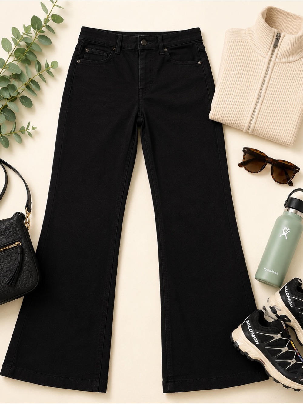 SPANX Kick Flare Jeans XL Tall Black NWT High Rise Stretch Denim